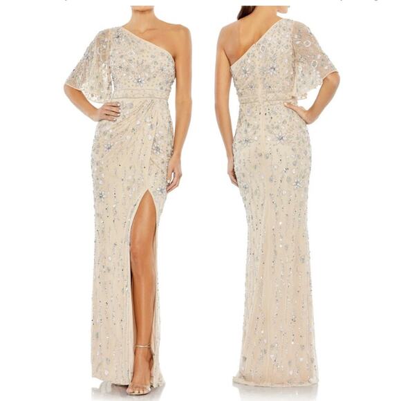 Mac Duggal 93635 Embellished One Shoulder Draped Gown - Picture 1 of 13
